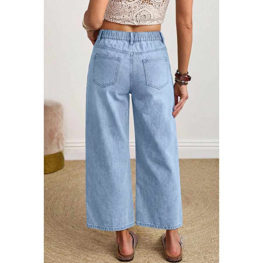 Wide Leg Cropped Jeans Apparel and Accessories