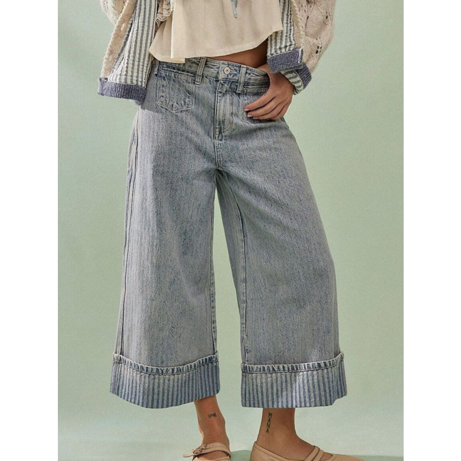 Wide-Leg Cropped Jeans Apparel and Accessories