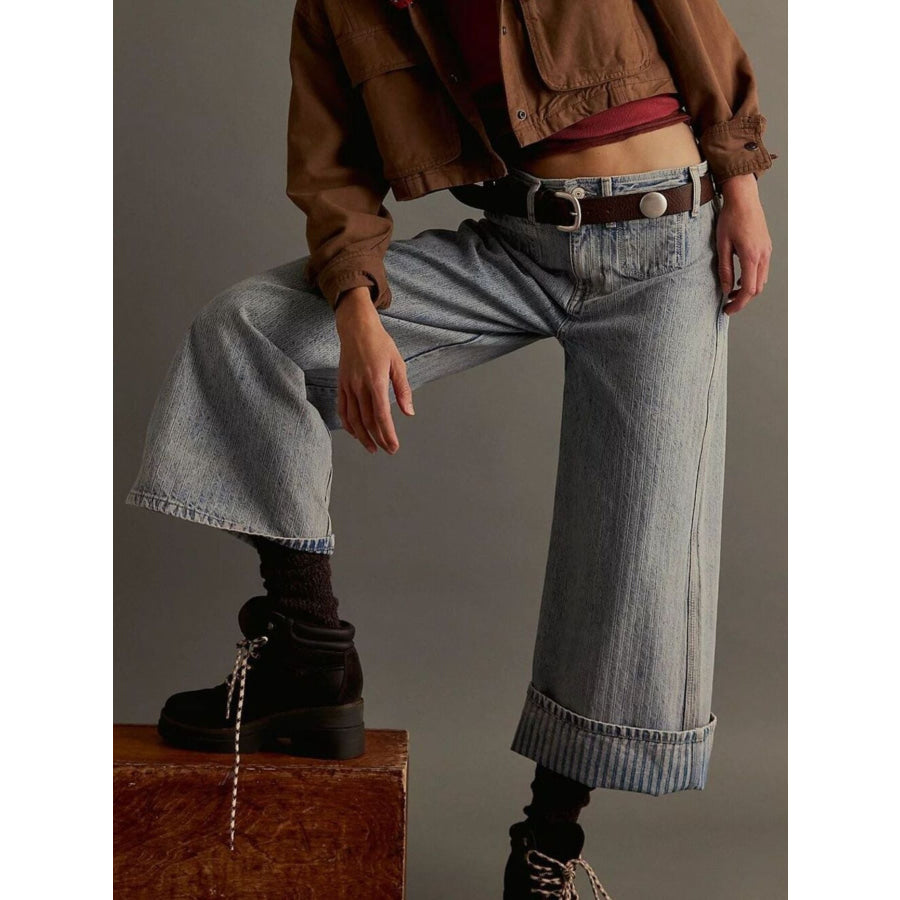 Wide-Leg Cropped Jeans Apparel and Accessories
