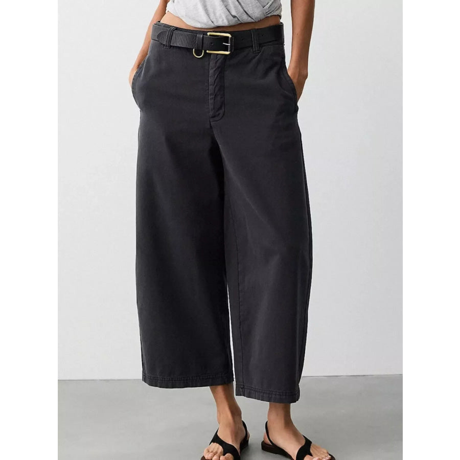 Wide-Leg Cropped Jeans Black / S Apparel and Accessories