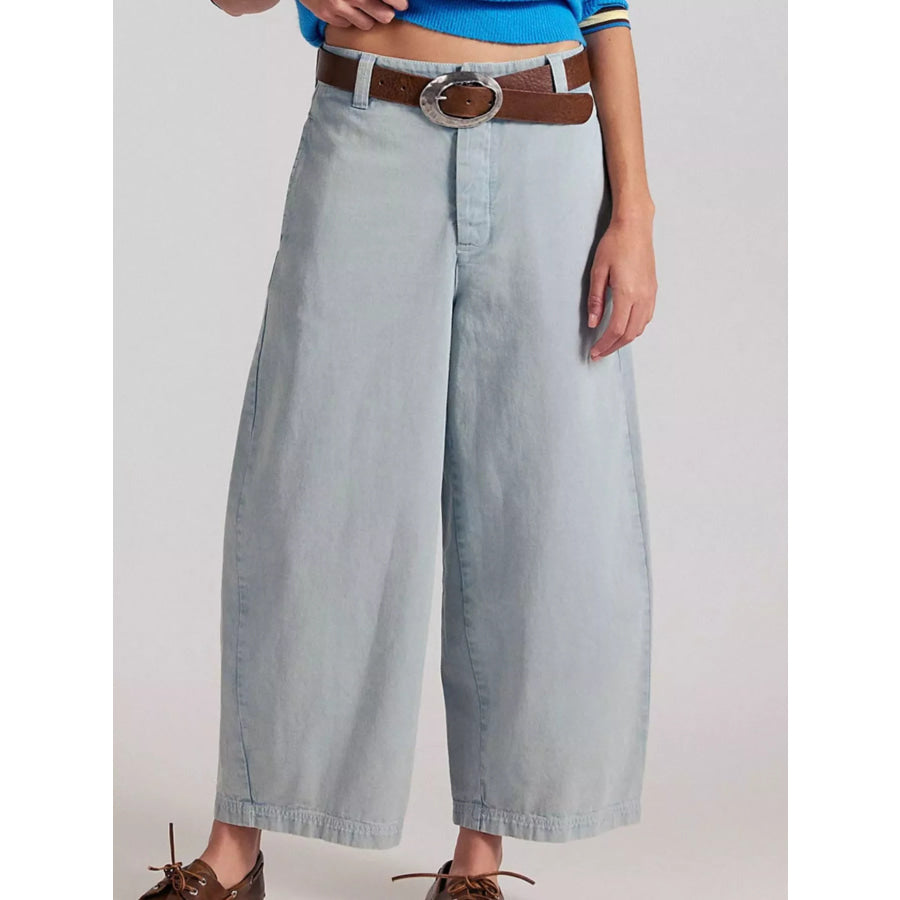 Wide-Leg Cropped Jeans Light Blue / S Apparel and Accessories
