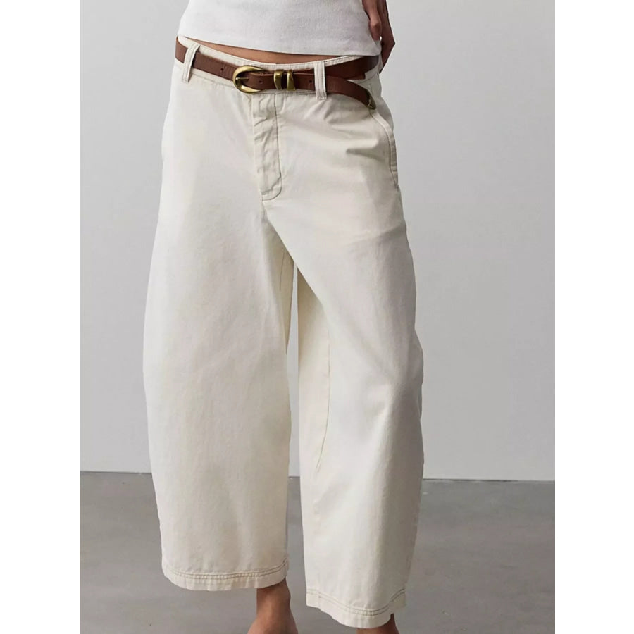 Wide-Leg Cropped Jeans White / S Apparel and Accessories