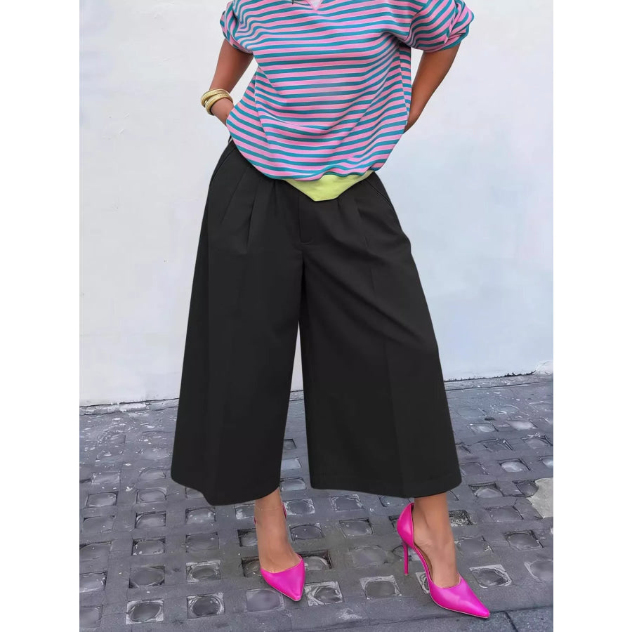Wide-Leg Cropped Pants Apparel and Accessories