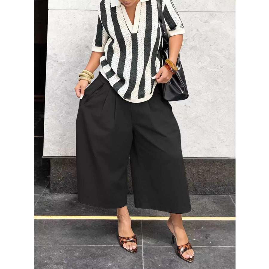 Wide-Leg Cropped Pants Apparel and Accessories
