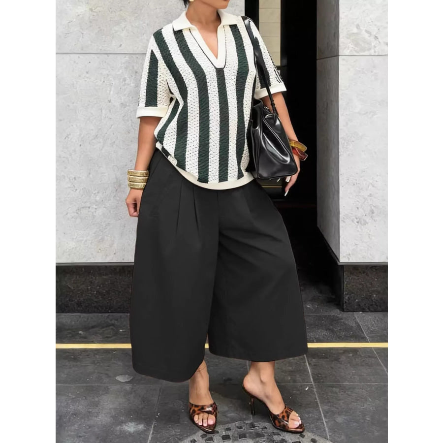Wide-Leg Cropped Pants Apparel and Accessories