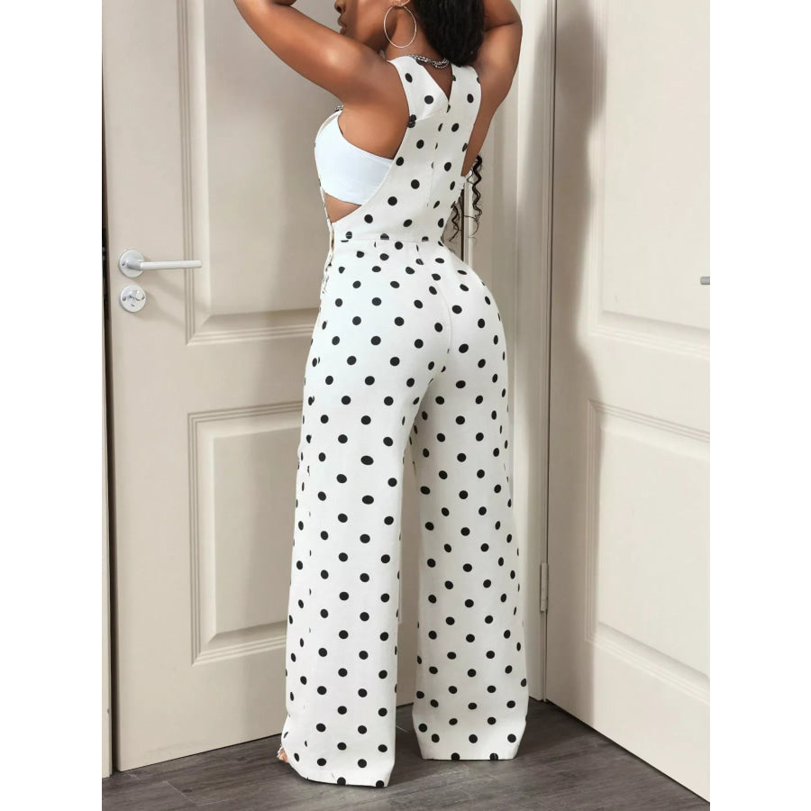 Wide Leg Denim Overalls with Adjustable Straps Apparel and Accessories