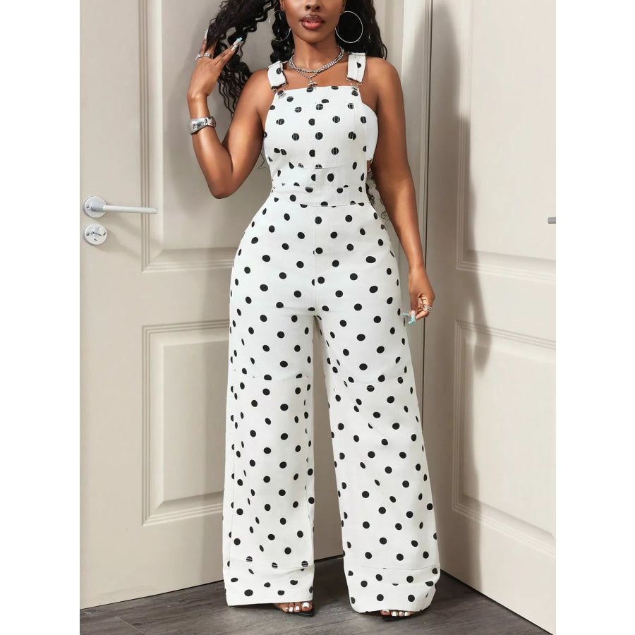 Wide Leg Denim Overalls with Adjustable Straps White / S Apparel and Accessories