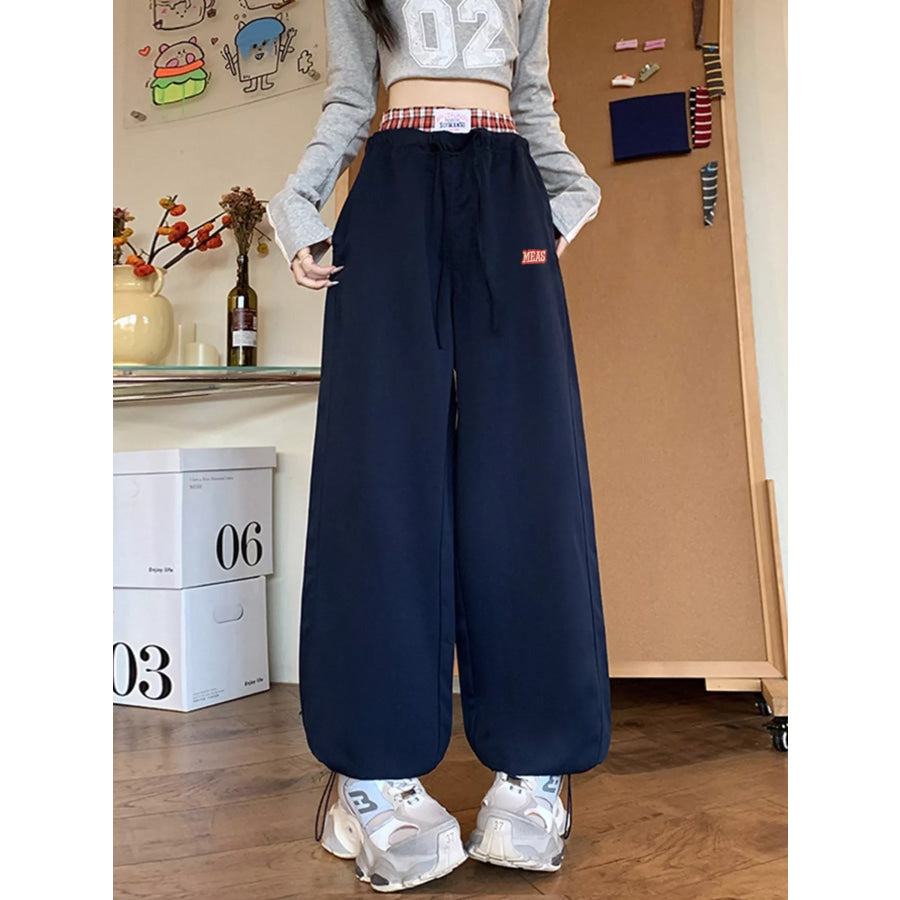 Wide Leg Drawstring Casual Pants Apparel and Accessories