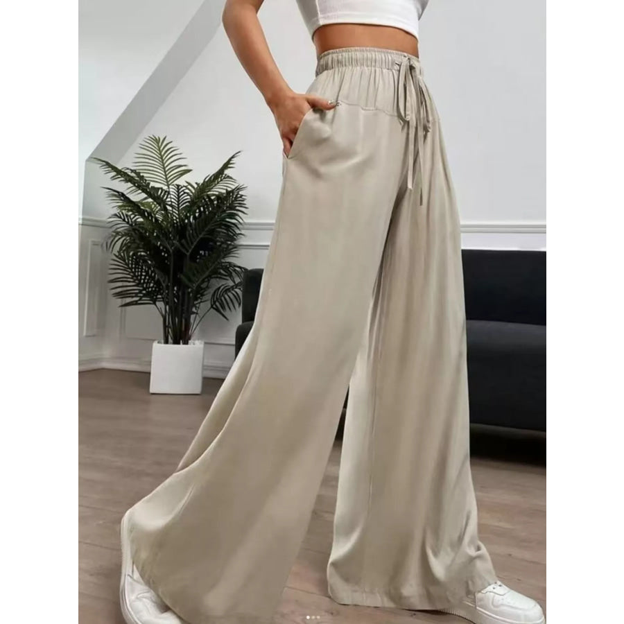 Wide-Leg Drawstring Casual Pants Apparel and Accessories