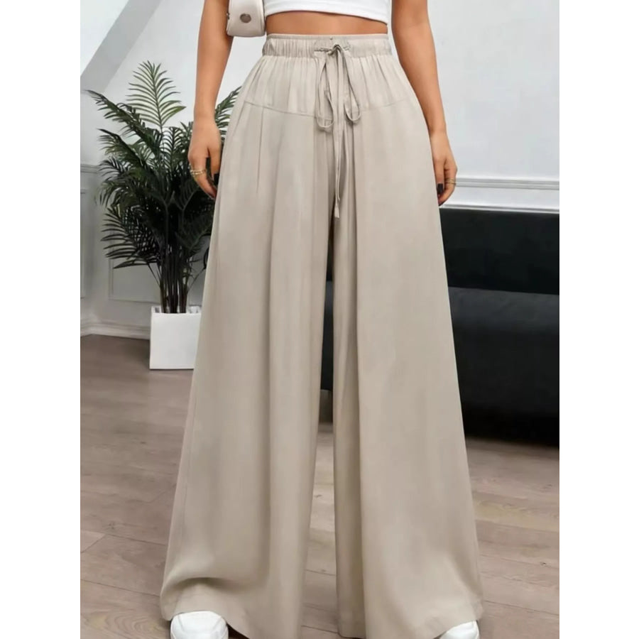 Wide-Leg Drawstring Casual Pants Apparel and Accessories