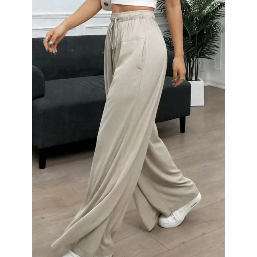 Wide-Leg Drawstring Casual Pants Apparel and Accessories