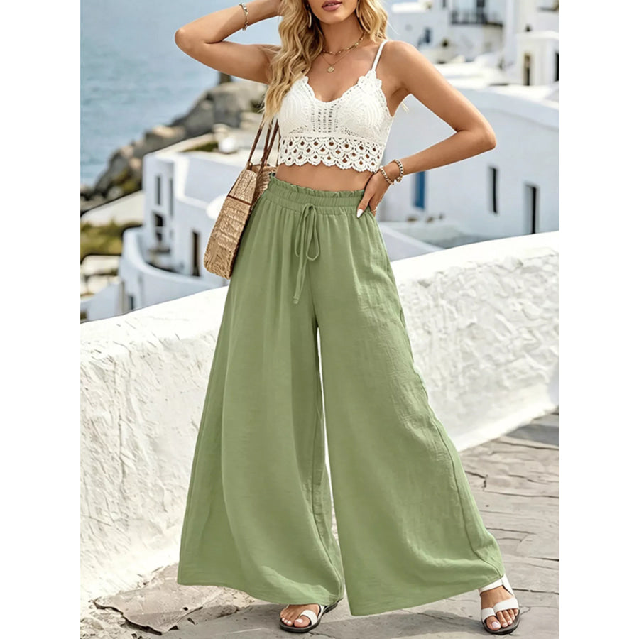 Wide Leg Drawstring Pants Apparel and Accessories