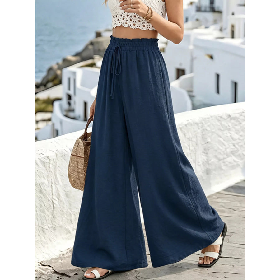 Wide Leg Drawstring Pants Apparel and Accessories