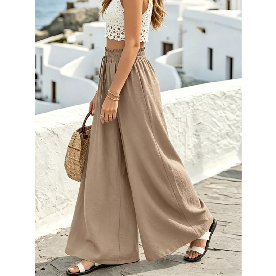 Wide Leg Drawstring Pants Apparel and Accessories