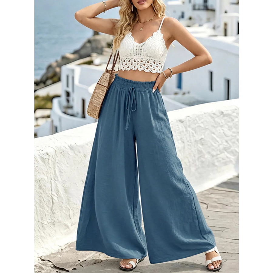 Wide Leg Drawstring Pants Apparel and Accessories