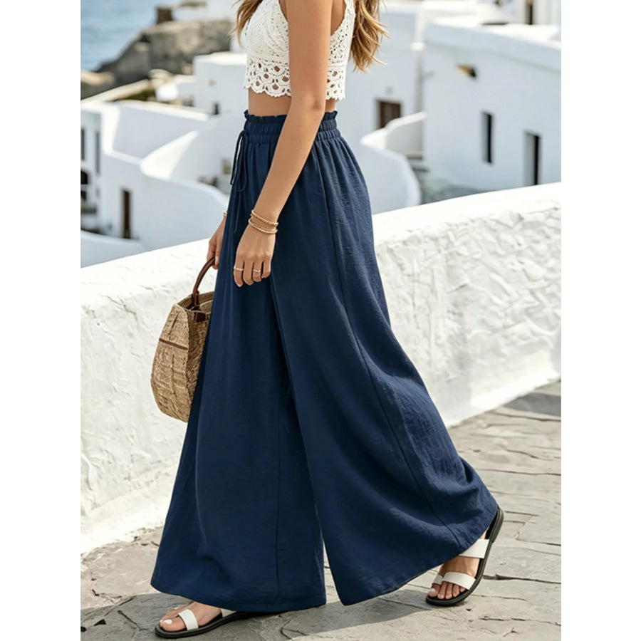 Wide Leg Drawstring Pants Apparel and Accessories