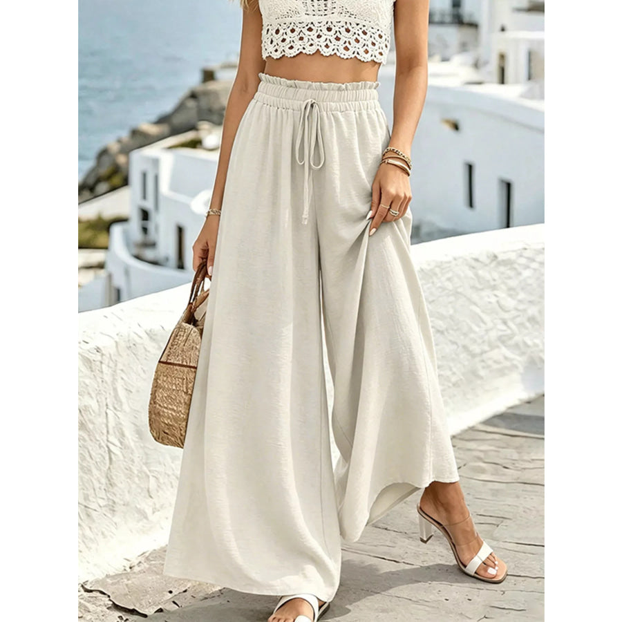 Wide Leg Drawstring Pants Apparel and Accessories