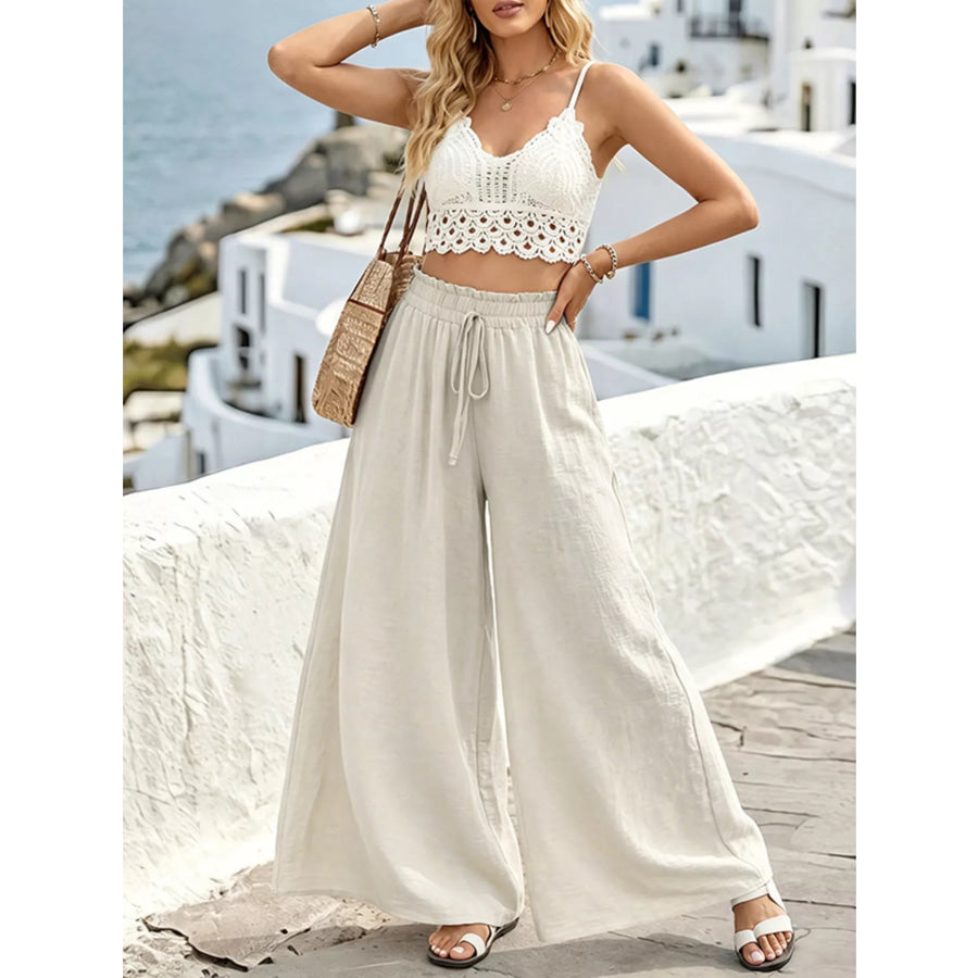 Wide Leg Drawstring Pants Apparel and Accessories