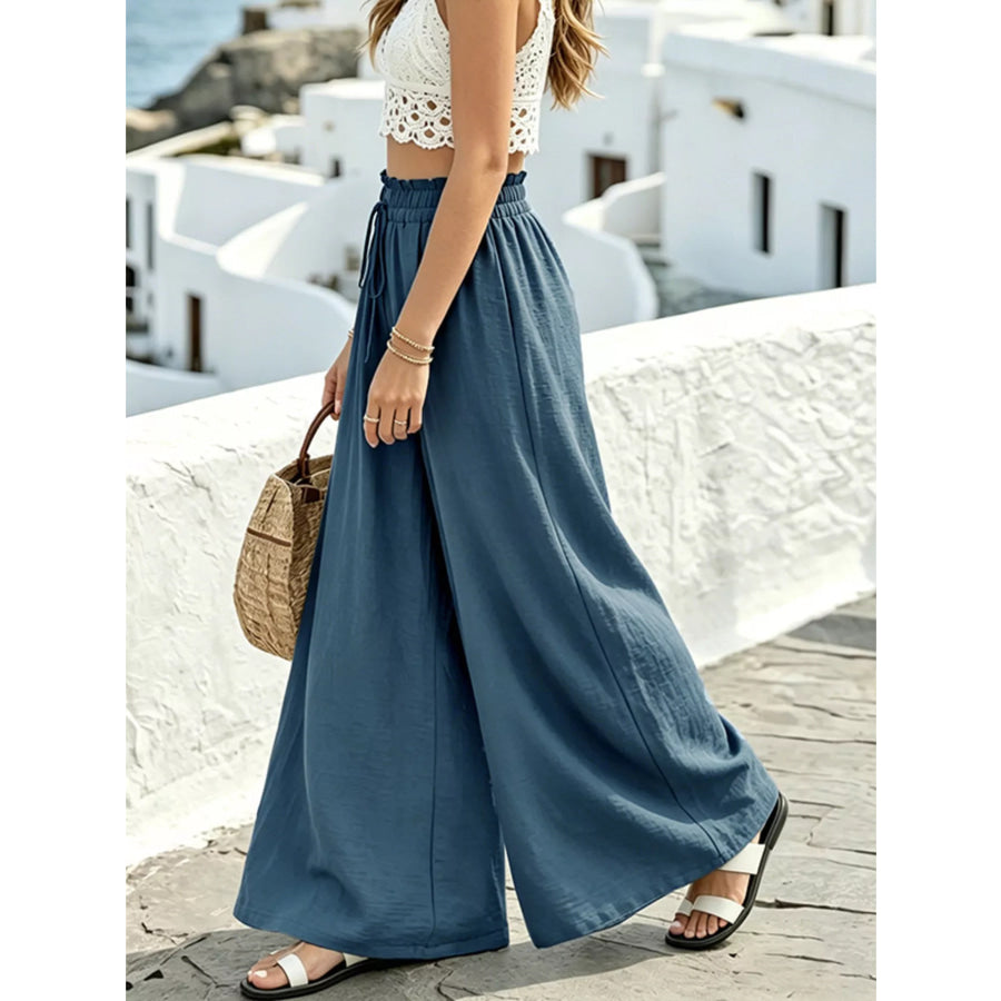 Wide Leg Drawstring Pants Apparel and Accessories