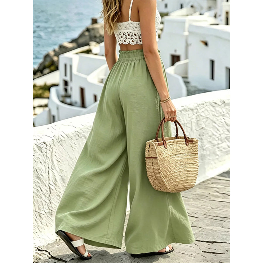 Wide Leg Drawstring Pants Apparel and Accessories