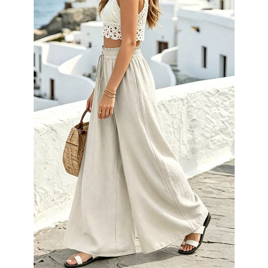 Wide Leg Drawstring Pants Apparel and Accessories