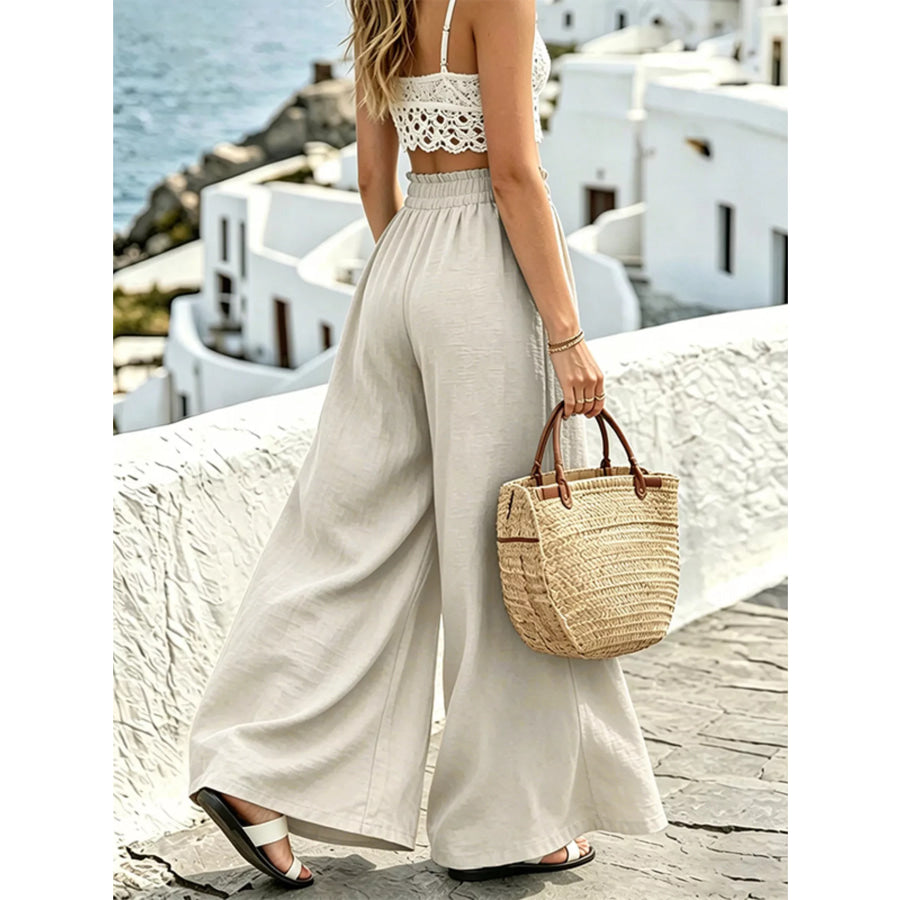 Wide Leg Drawstring Pants Apparel and Accessories
