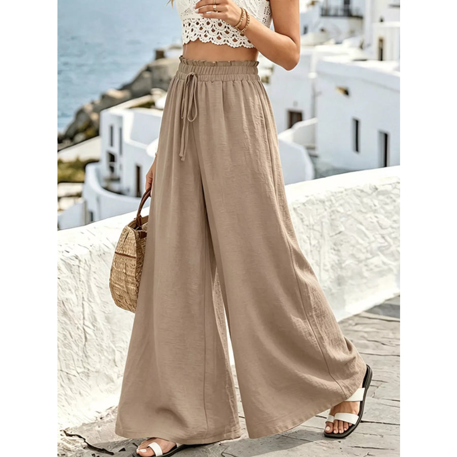 Wide Leg Drawstring Pants Apparel and Accessories