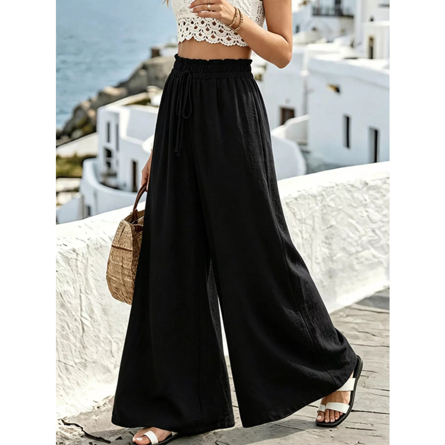 Wide Leg Drawstring Pants Apparel and Accessories