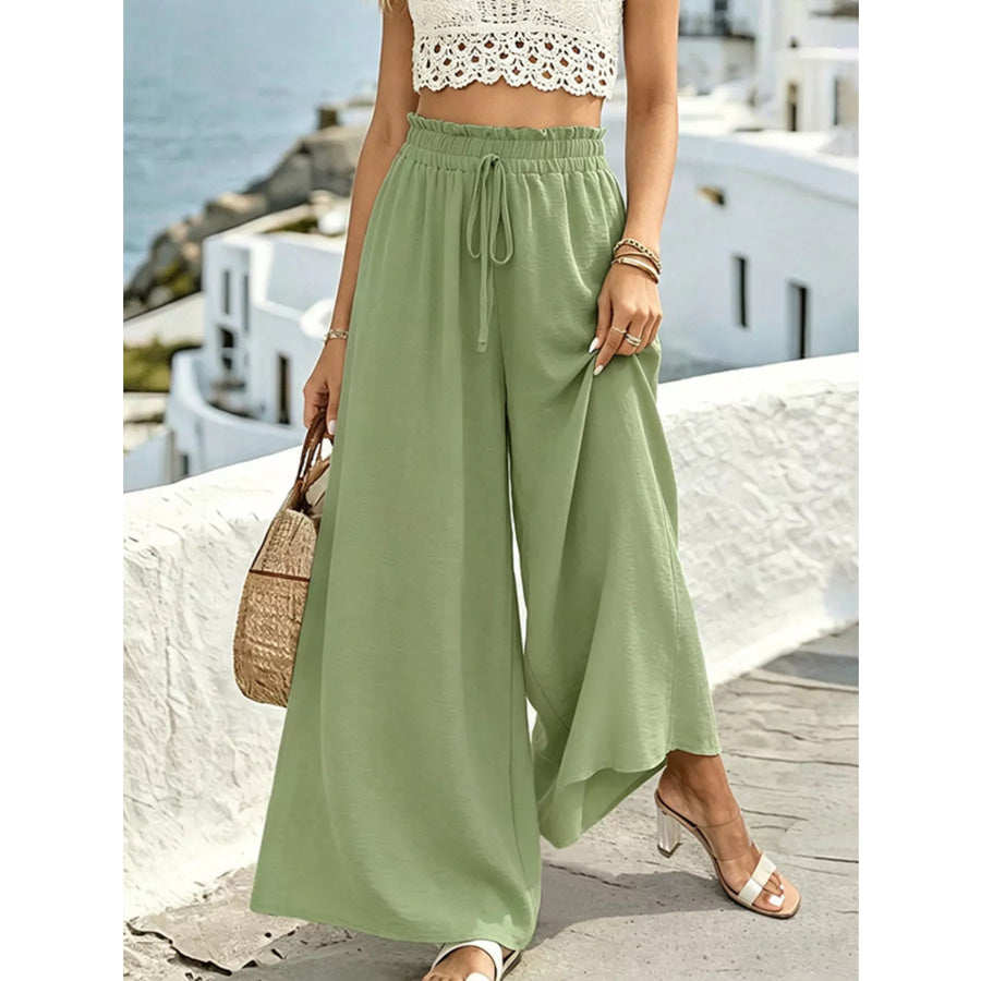 Wide Leg Drawstring Pants Apparel and Accessories