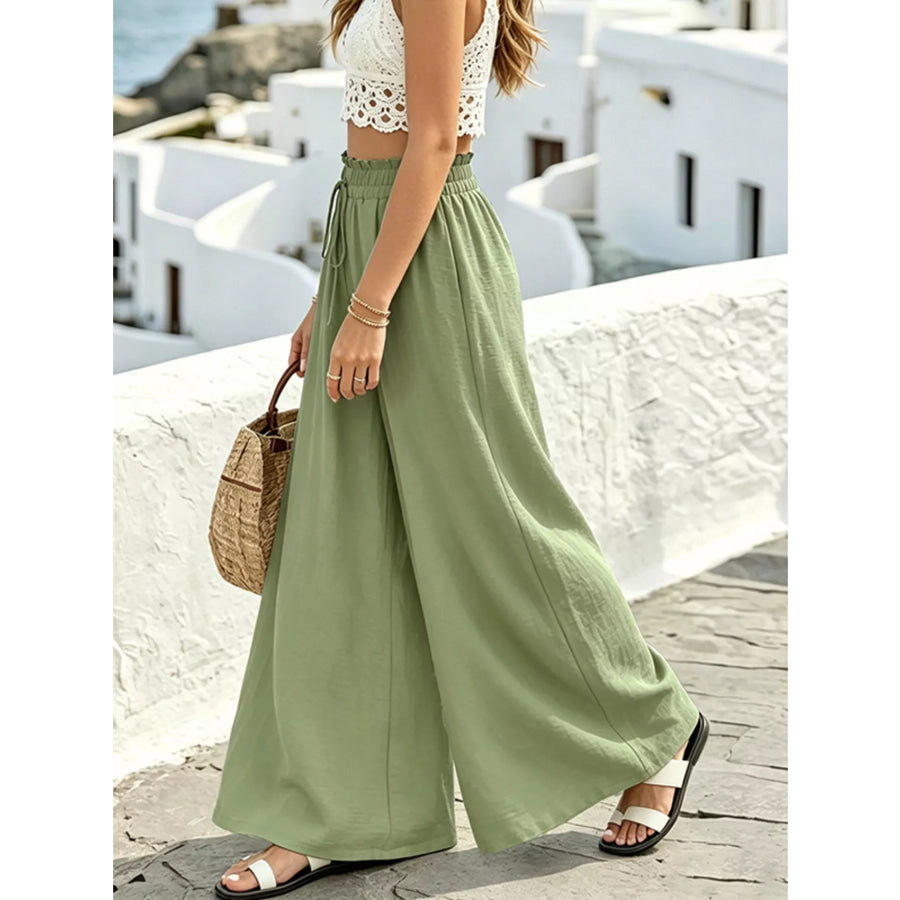 Wide Leg Drawstring Pants Apparel and Accessories