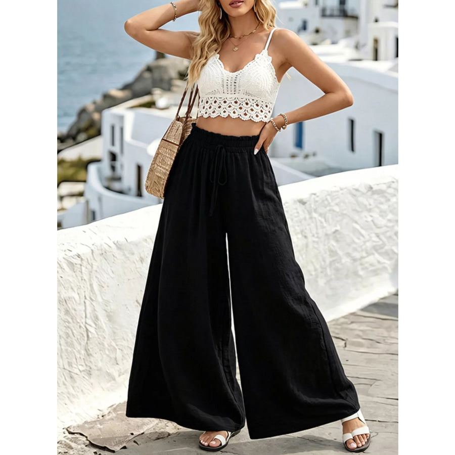Wide Leg Drawstring Pants Apparel and Accessories