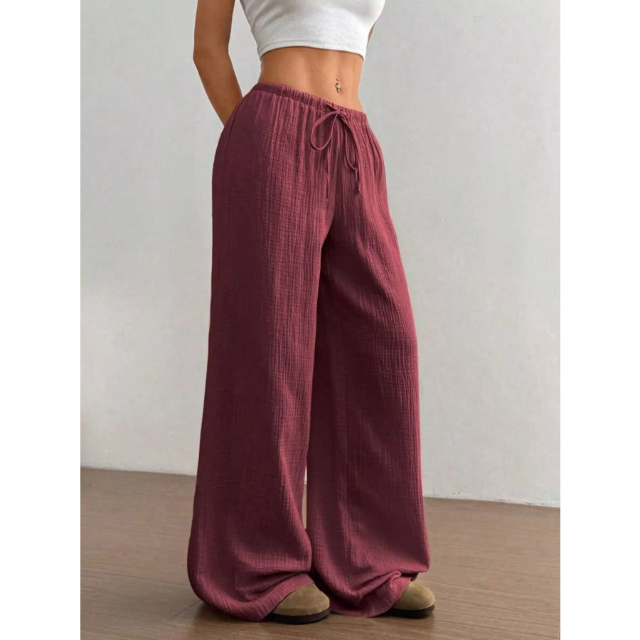 Wide-Leg Drawstring Pants Apparel and Accessories