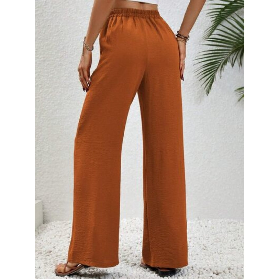 Wide Leg Drawstring Pants Terracotta / S Clothing