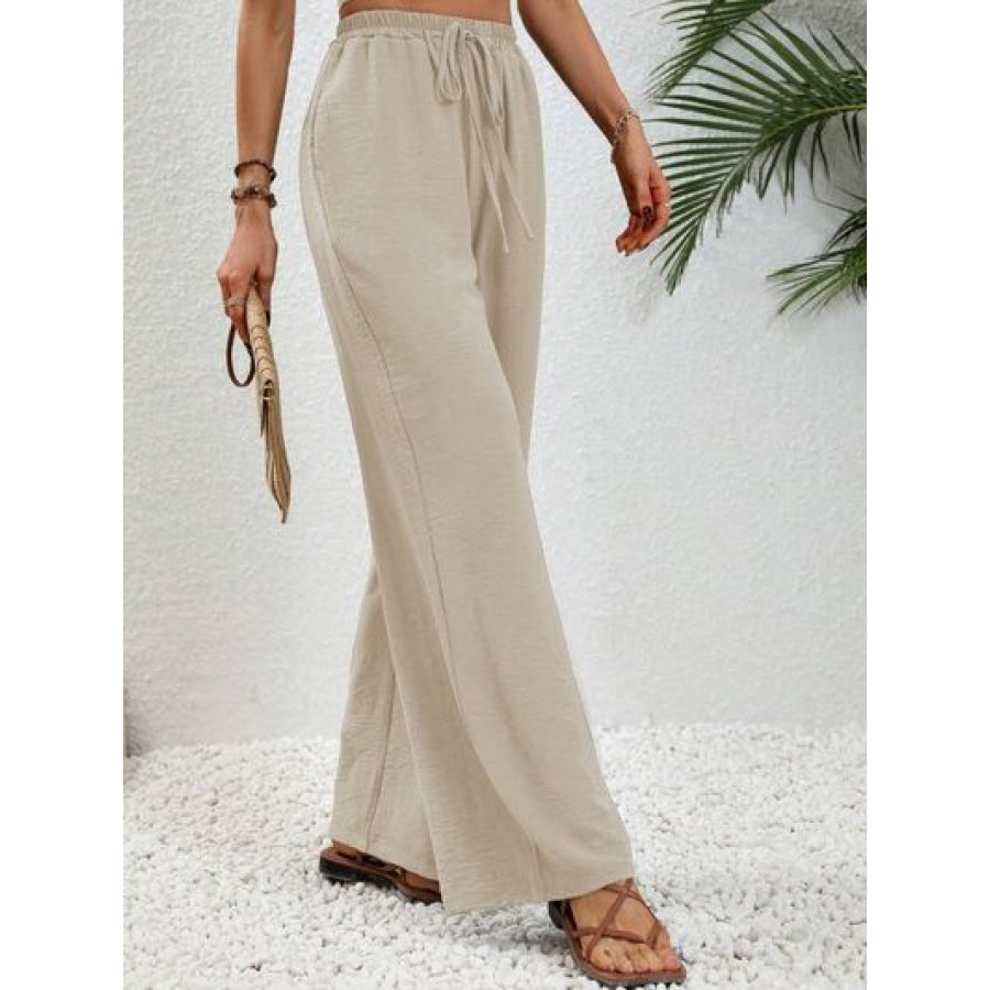 Wide Leg Drawstring Pants Clothing