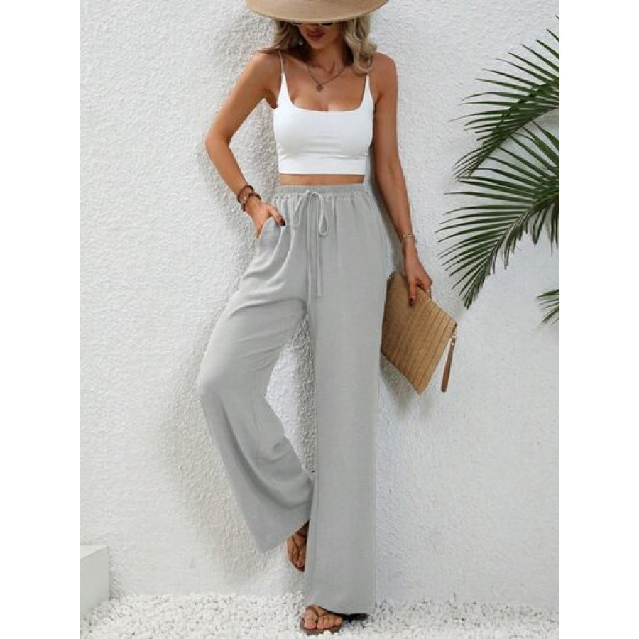 Wide Leg Drawstring Pants Clothing