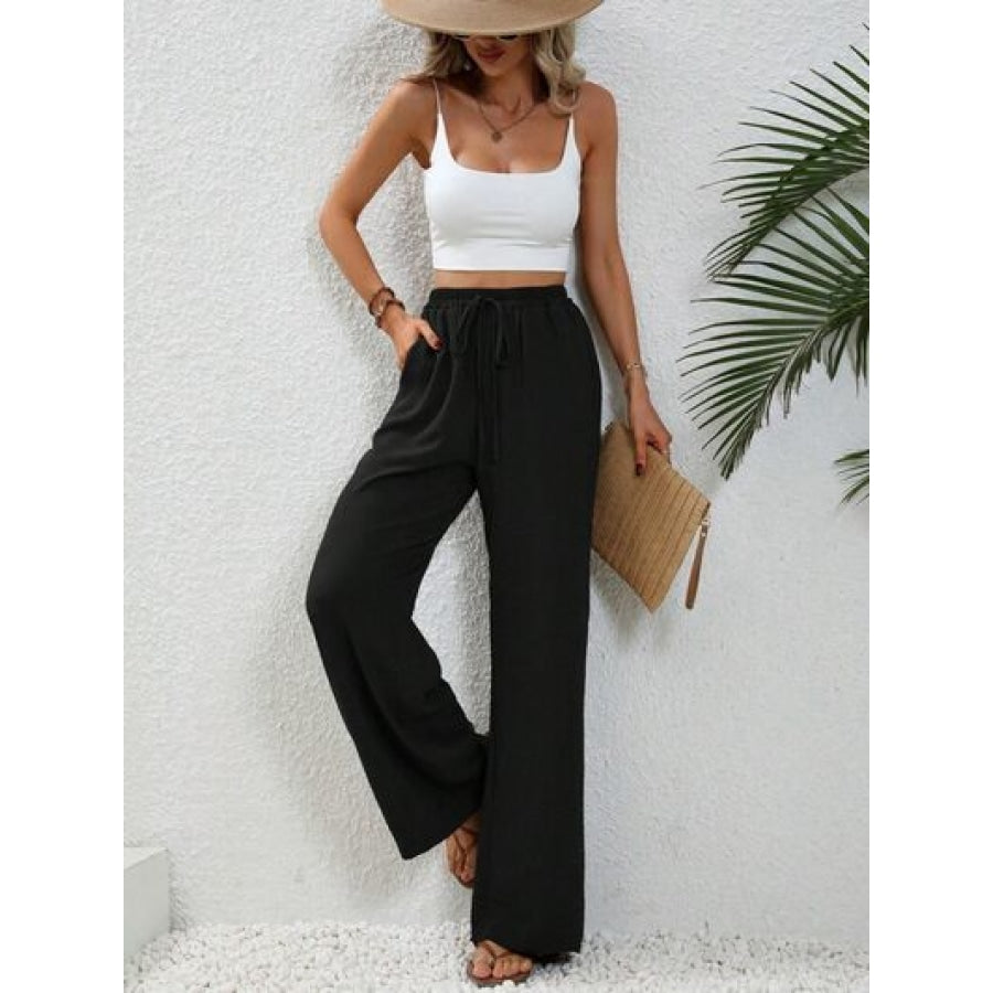 Wide Leg Drawstring Pants Clothing