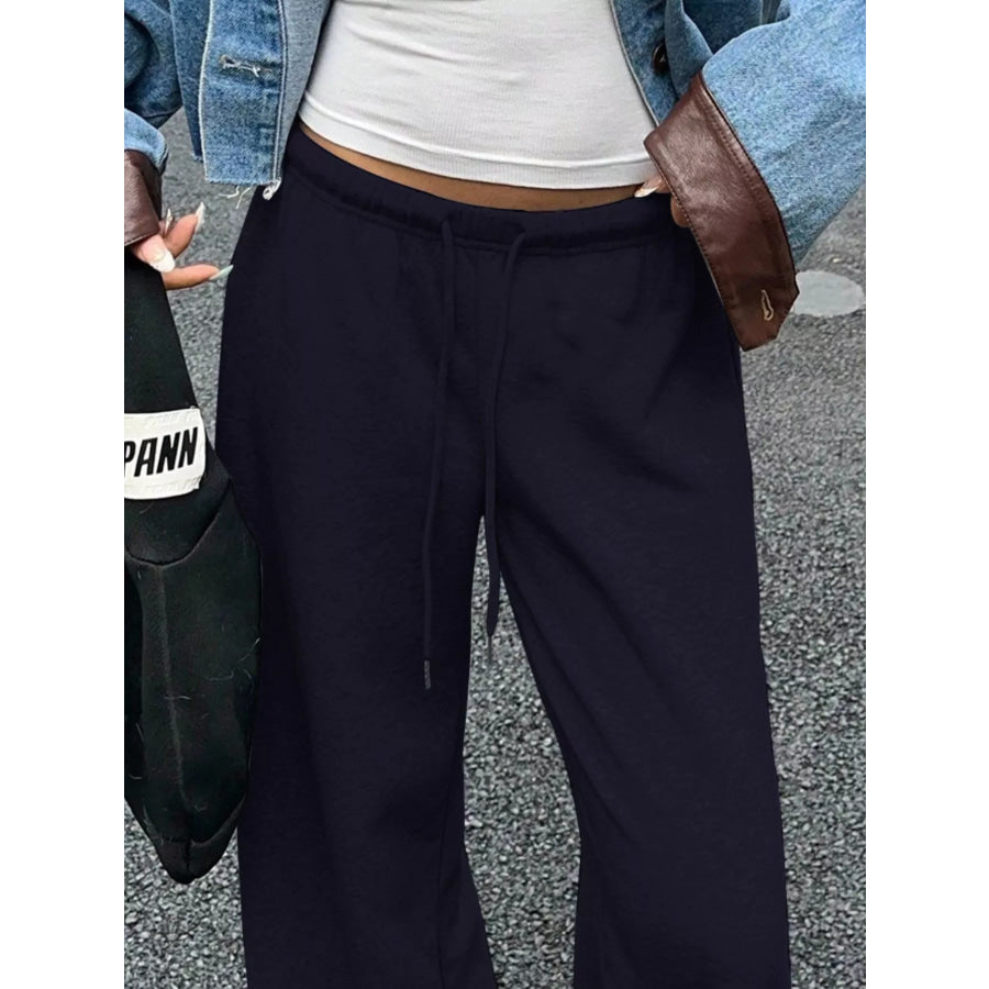 Wide Leg Drawstring Sweatpants Apparel and Accessories