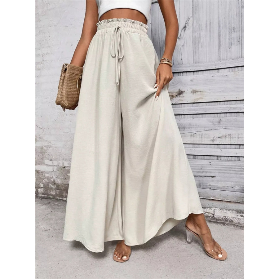 Wide Leg Drawstring Waist Casual Pants Apparel and Accessories