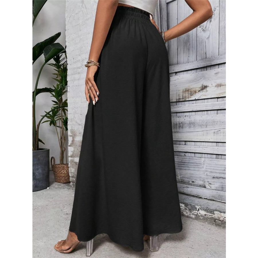Wide Leg Drawstring Waist Casual Pants Apparel and Accessories