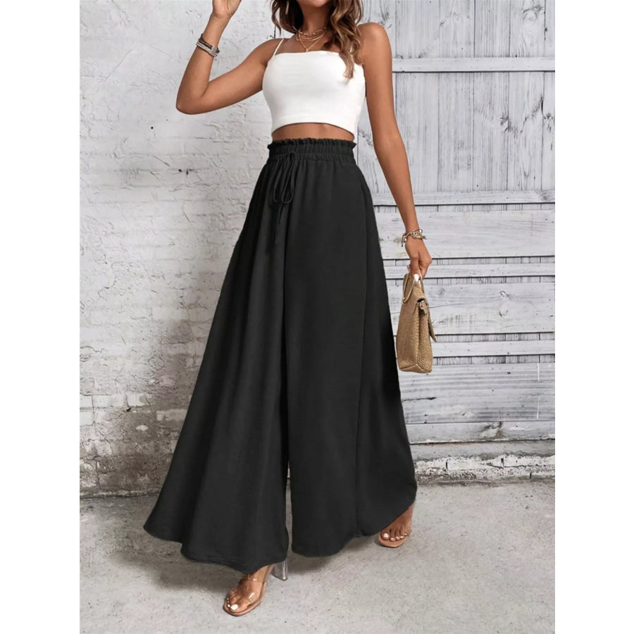Wide Leg Drawstring Waist Casual Pants Apparel and Accessories