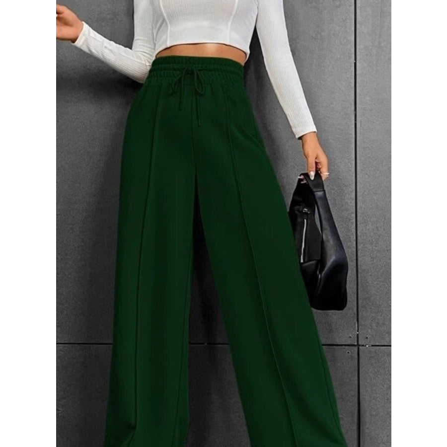 Wide Leg Drawstring Waist Pants Apparel and Accessories
