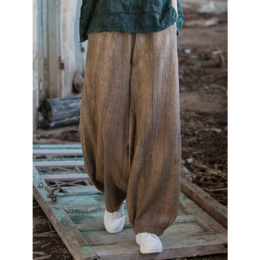 Wide-Leg Elastic Waist Pants Apparel and Accessories