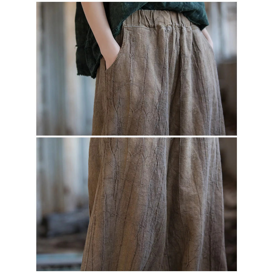 Wide-Leg Elastic Waist Pants Apparel and Accessories
