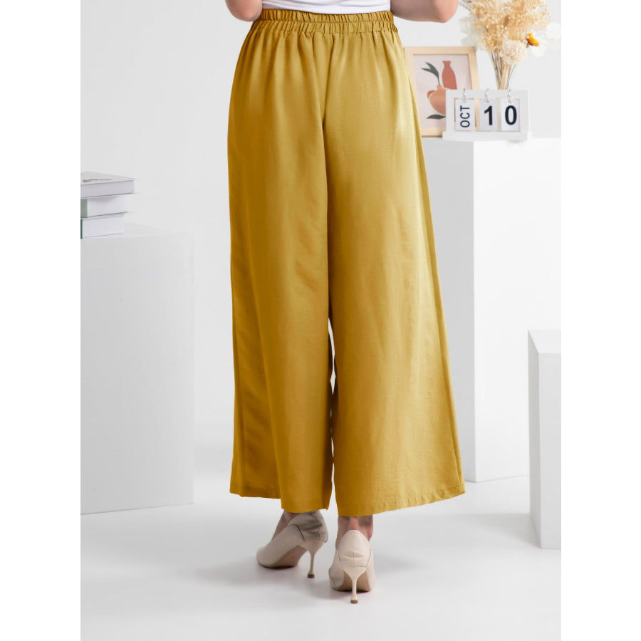 Wide Leg Elastic Waist Pants Chartreuse / S Apparel and Accessories