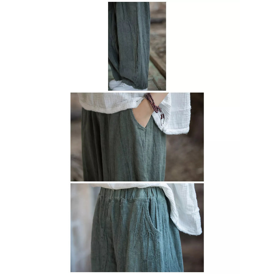 Wide-Leg Elastic Waist Pants Apparel and Accessories