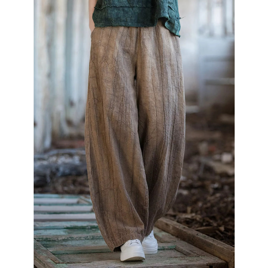 Wide-Leg Elastic Waist Pants Apparel and Accessories