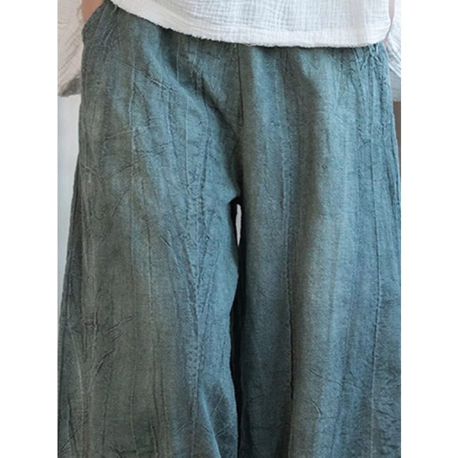 Wide-Leg Elastic Waist Pants Apparel and Accessories