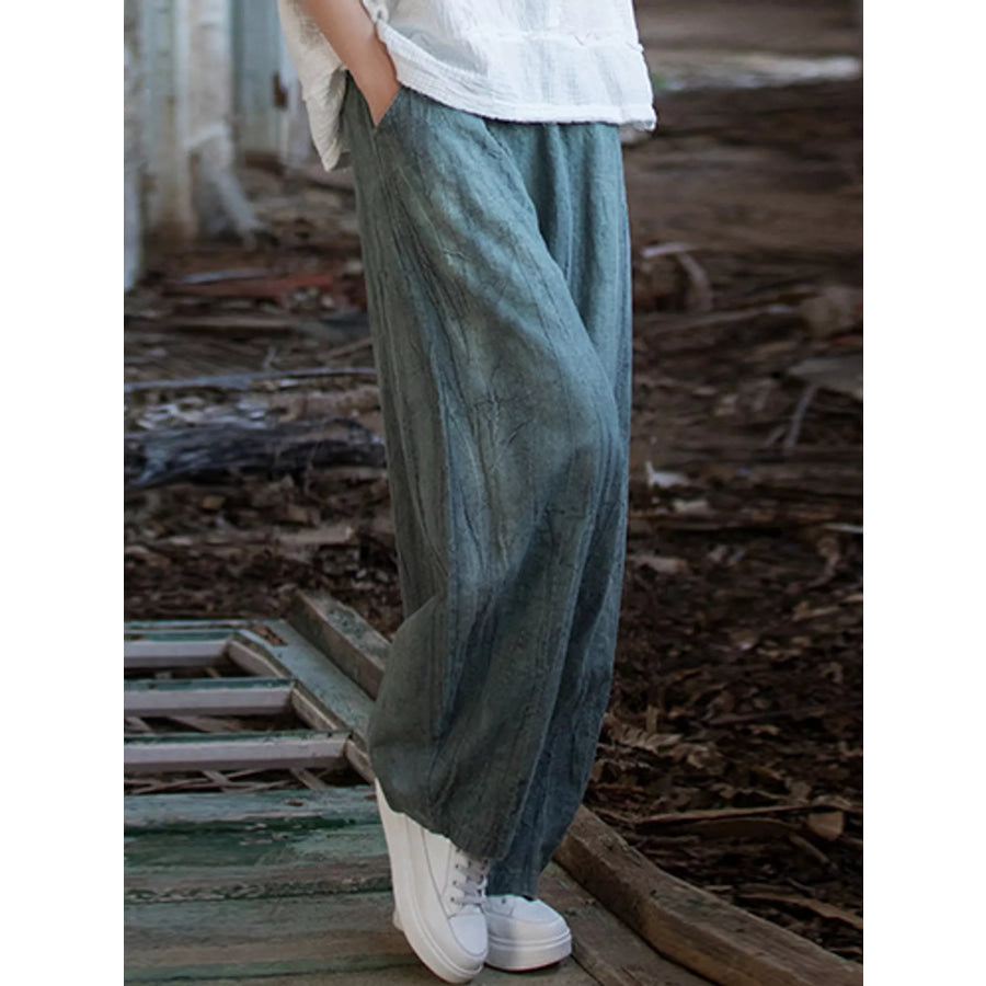 Wide-Leg Elastic Waist Pants Apparel and Accessories