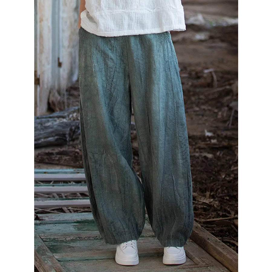 Wide-Leg Elastic Waist Pants Apparel and Accessories