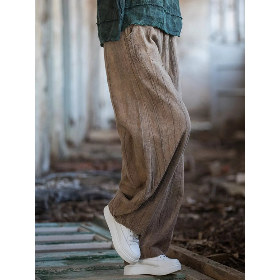 Wide-Leg Elastic Waist Pants Apparel and Accessories
